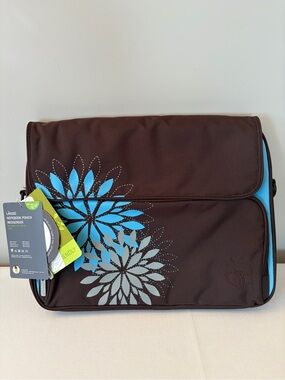 NWT Lässig Floral Chocolate Brown Ocean Colors Laptop Messenger Bag